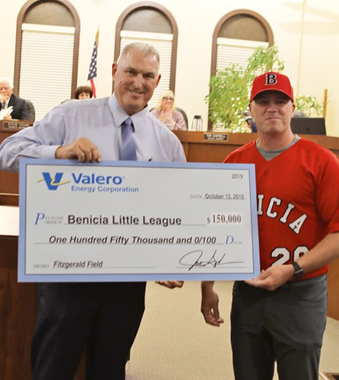 $150,000 check presentation to Benicia Little League